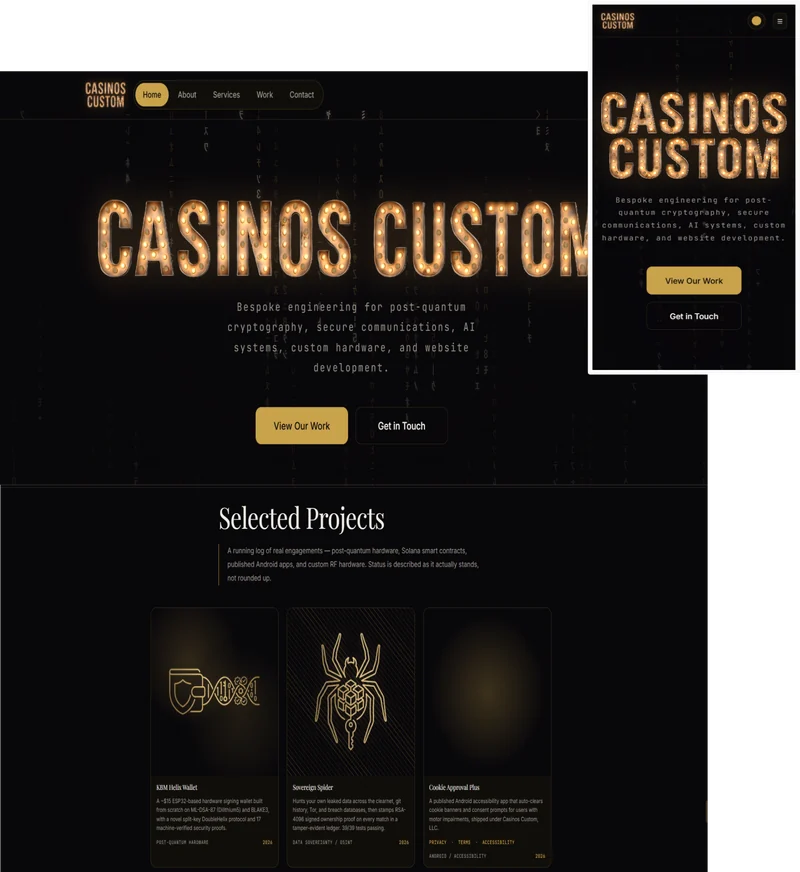 Casinos Custom website on desktop and phone