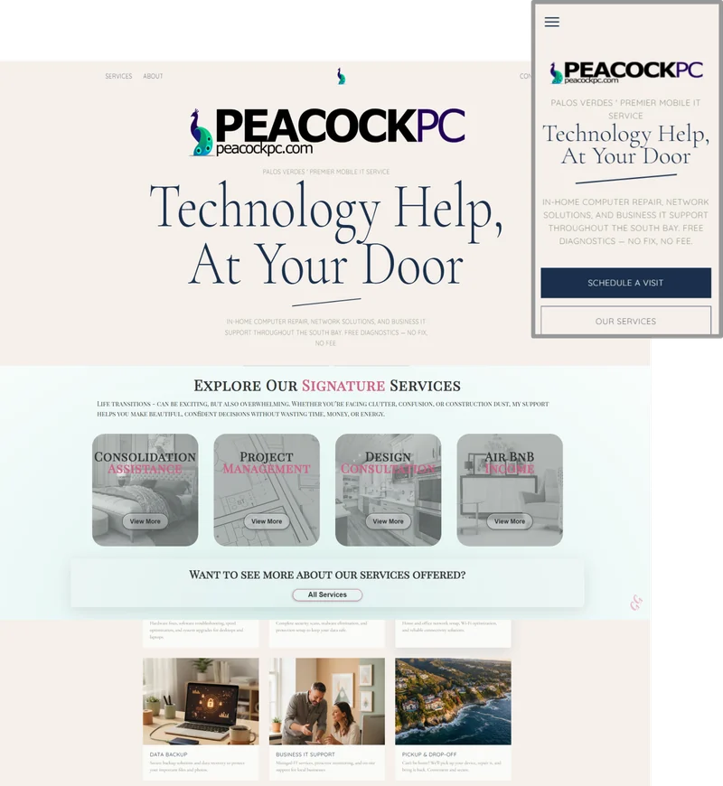 Peacock PC website on desktop and phone