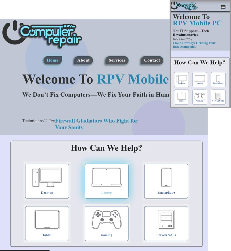 RPV Mobile PC website on desktop and phone